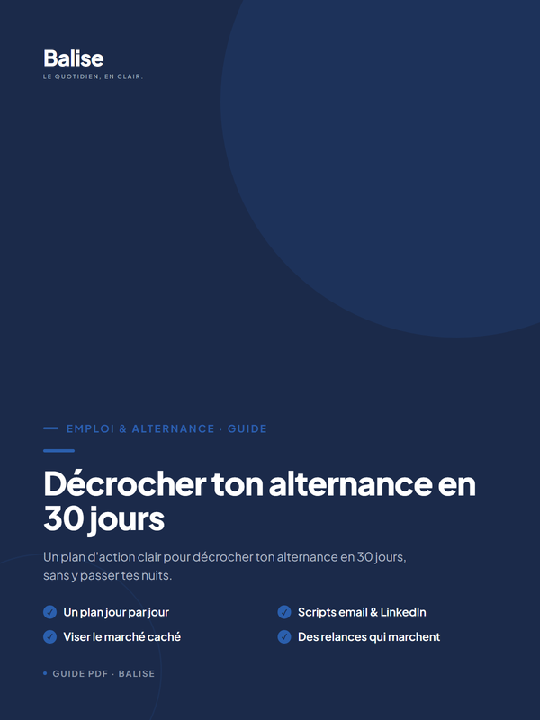 Couverture du guide Balise — Décrocher ton alternance en 30 jours