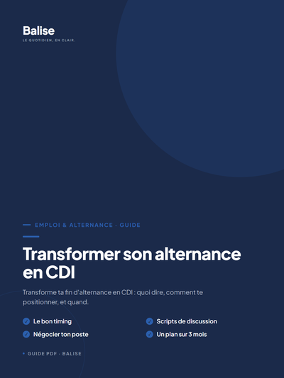 Couverture du guide Balise — Transformer son alternance en CDI